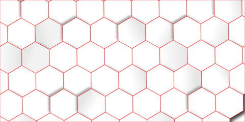 Abstract pattern with hexagonal white and gray technology line paper background. Hexagonal 3d vector grid tile and mosaic structure simple style hexagonal graphic concept. Futuristic surface design.	