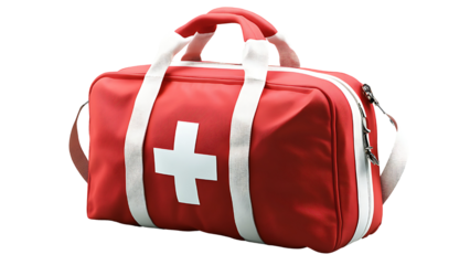 first aid medical bag on transparent background 
