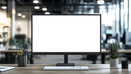 blank screen monitor on office background