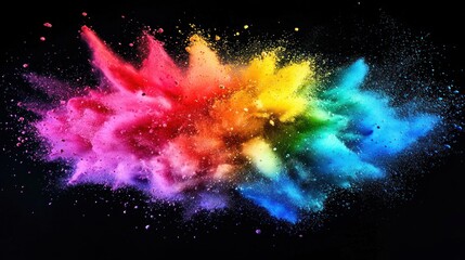 Vibrant Rainbow Color Explosion on Black Background