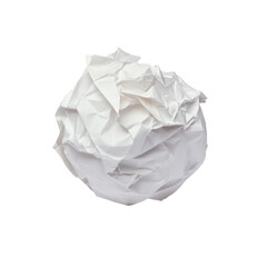Crumpled White Paper Ball Isolated on White  Isolated on transparent background