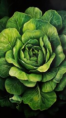 Obraz premium Closeup of a vibrant green lettuce, showcasing its texture and natural beauty.