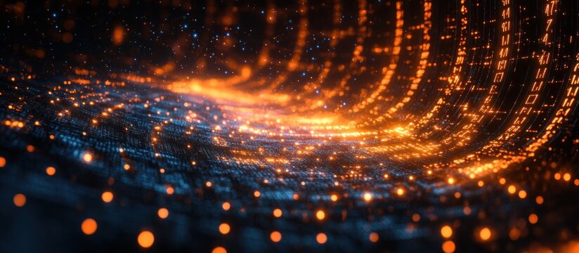 Abstract data stream swirling through space