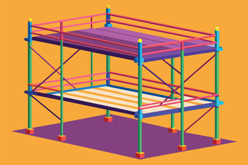This scaffold showcases a semi-flat design with customizable features, ideal for various construction tasks, Scaffold Customizable Semi Flat Illustration
