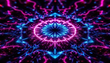 The computer generated fractal art depicts a mesmerizing abstract technology background