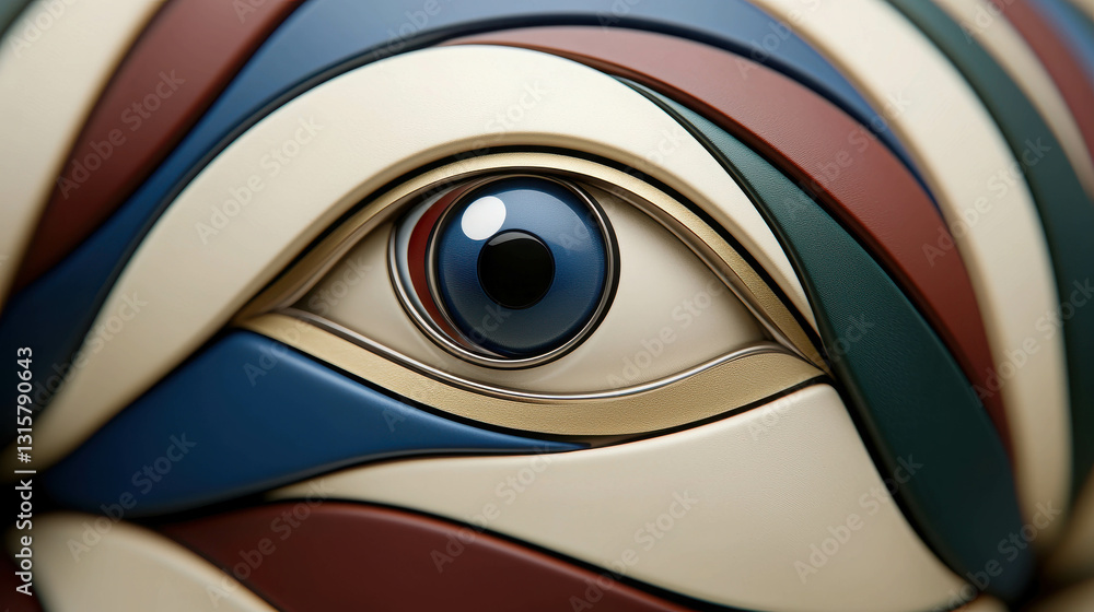 Poster abstract eye design with colorful curves and smooth textures for artistic visuals