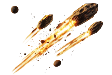 flying meteors isolated on transparent or white background