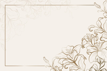 Lily floral background with golden luxury colors