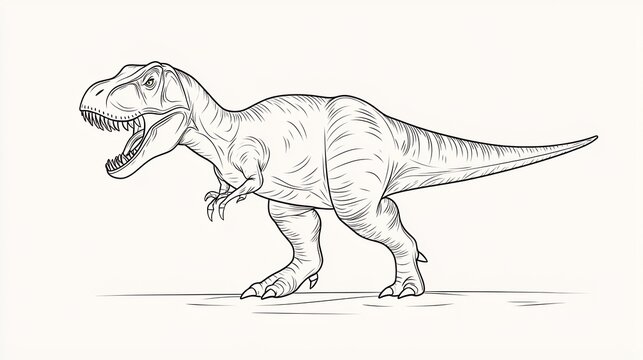 Minimalist line art of T rex its silhouette clean and modern