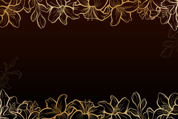 Lily floral dark background with golden luxury colors