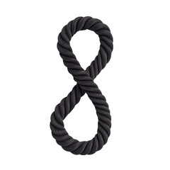 Black Twisted Rope in Figure Eight Shape Isolated Isolated on transparent background