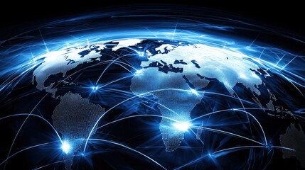 Obraz premium Global Network: A Visualization of Worldwide Connectivity
