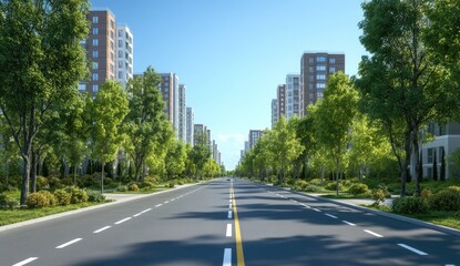 Fototapeta premium 3D rendering of modern residential buildings along the road