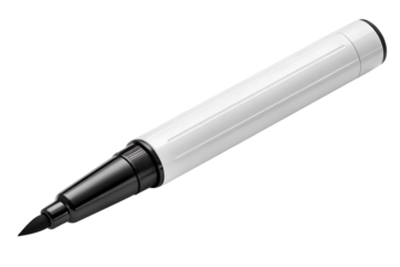 A black and white pen with a white handle, isolated on transparent background