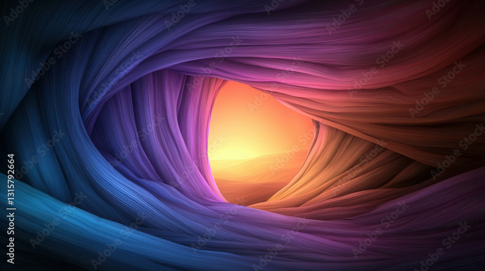 Aufkleber vibrant abstract landscape with colorful curves and soft light emerging from a tunnel view