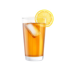 Refreshing Lemon Iced Tea in Clear Glass with Ice Isolated on transparent background