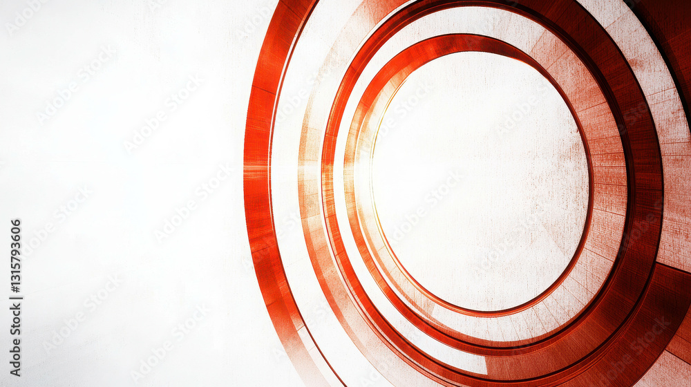 Poster abstract geometric design with red circular shapes and soft light background