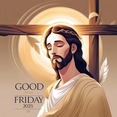 jesus on the cross of good friday illustration 