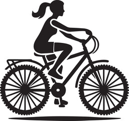 Fototapeta premium silhouette of a cyclist on a bicycle, cyclist on a bicycle vector illustration, cyclist on a bicycle logo vector, cyclist on a bicycle silhouette vector black and white