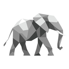 Grey Low-Poly Elephant Standing Still