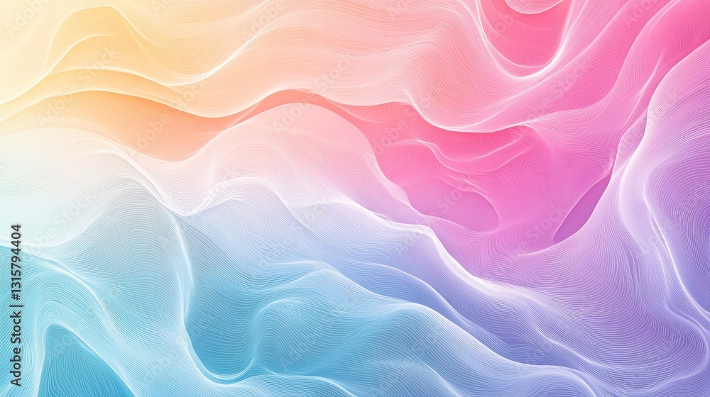 Poster luxurious pastel gradient backdrop with smooth white line textures, creating a premium and sophistic