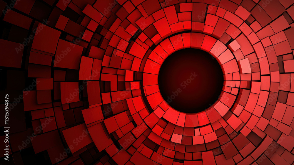Aufkleber abstract geometric background with red squares and circular center for modern design