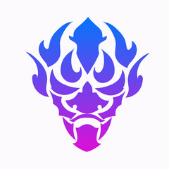 illustration vector graphics of design abstract blue devil face