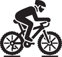 Naklejka premium silhouette of a cyclist on a bicycle, cyclist on a bicycle vector illustration, cyclist on a bicycle logo vector, cyclist on a bicycle silhouette vector black and white