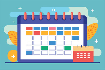 Obraz premium A vibrant calendar displays organized sections for managing tasks and activities throughout the month, Schedule managementSchedule management