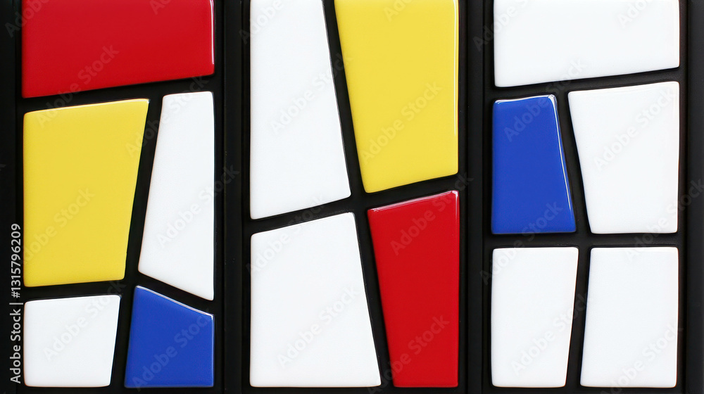 Poster modern abstract art with colorful geometric shapes and clean lines in bold design
