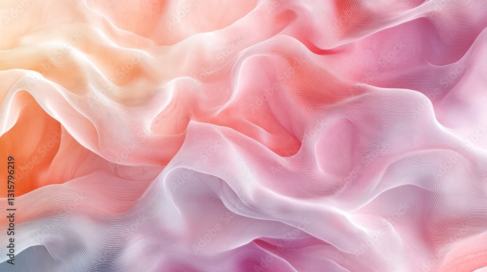 Poster soft pastel hues with intricate white line patterns, creating a smooth and luxurious textured backgr
