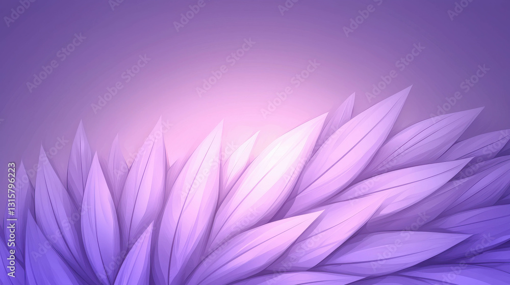Poster soft purple leaves with gradient background for elegant design and artistic projects