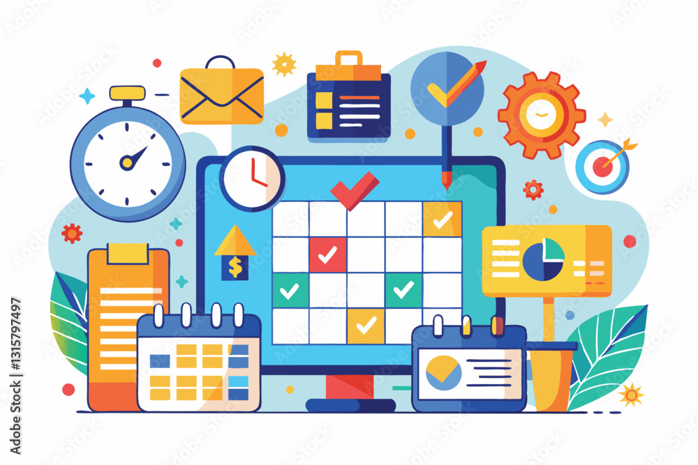 Poster a workspace is designed to enhance productivity through detailed scheduling, charts, and time manage