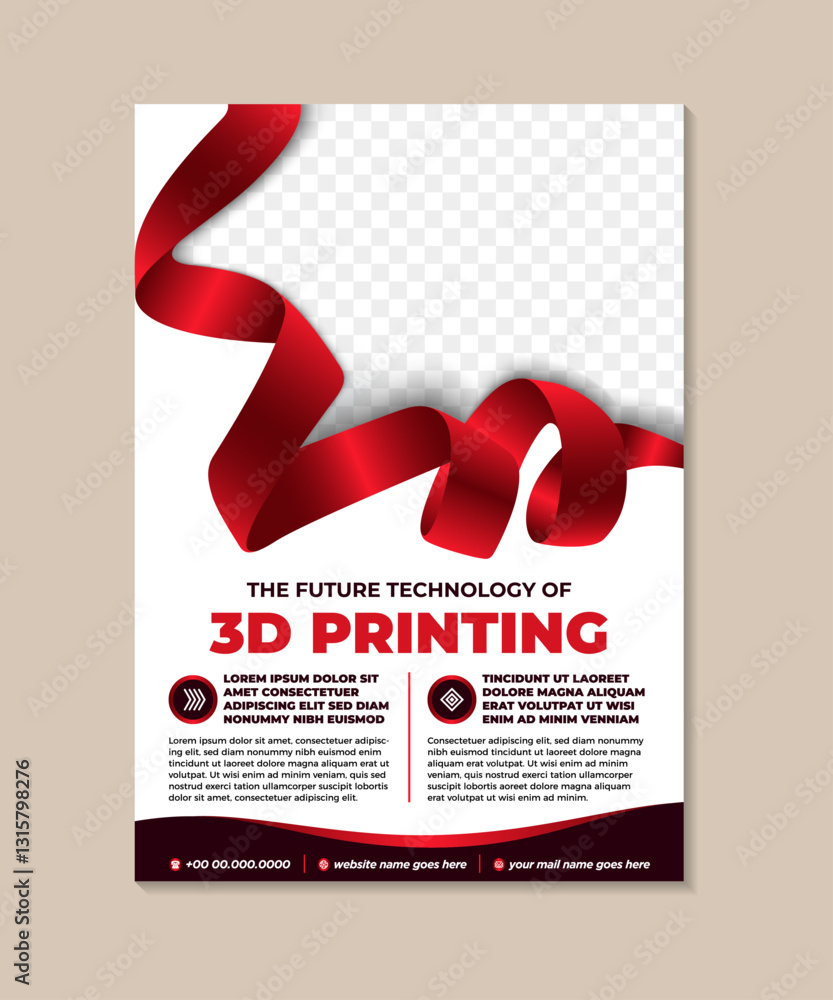 Poster the future technology of 3d printing flyer poster design layout template abstract background with ri