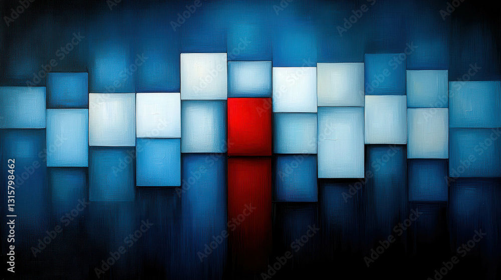 Poster abstract art with blue and red blocks representing modern minimalist design