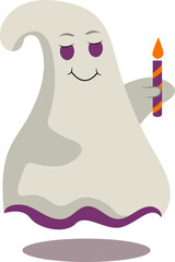 Halloween Ghost Character. Flat Cartoon Vector Illustration.