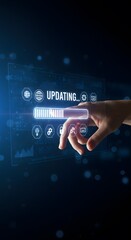 Update software application upgrade technology concept. Software update or Operating system, patch update, updating progress bar,  new version, Improved security, program downloading,Install app patch