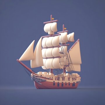 Sailing ship model, studio backdrop