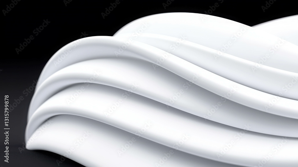 Poster elegant curved white waves on a dark background featuring soft and smooth textures
