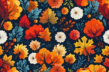 Vibrant Autumn Abstract Background featuring Elegant Hand-Drawn Vector Art