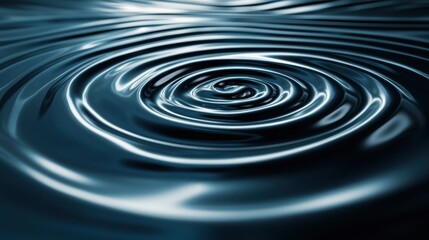 Abstract Ripple Effect: Dark Blue Liquid Surface with Concentric Circles