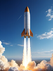 Naklejka premium Rocket launch concept with bullet resembling spaceship ascent