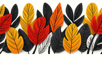 Fototapeta premium Colorful Autumn Leaves Arrangement Illustrating Nature's Beauty and Seasonal Change