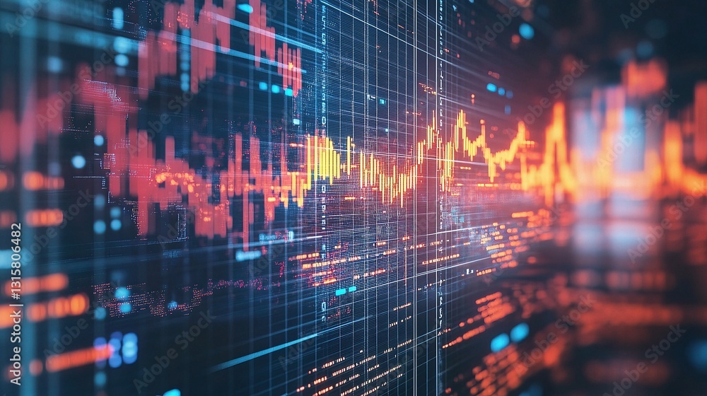 Poster abstract financial data visualization with machine learning elements