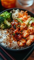 Fototapeta premium Teriyaki Chicken Bowl with Rice and Veggies