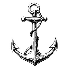 Vintage anchor sketch in black and white design  