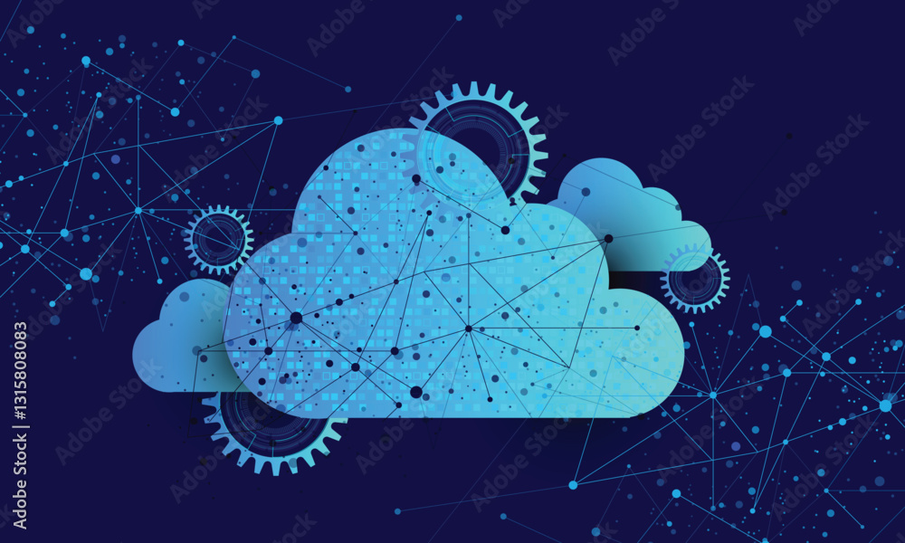 Poster technology background cloud information system and network board