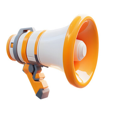 3D megaphone icon isolated on transparent white background clipping path, pen tool.
