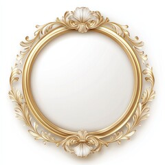 Elegant gold ornate round frame with floral design.