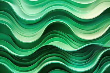 Fototapeta premium Stylish Wave Form Patterns on Mesmerizing Emerald Gradient Background for Modern Graphic Design